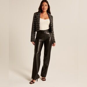 Abercrombie & Fitch Curve Love Black Vegan Leather 90s Relaxed Pants Jeans New